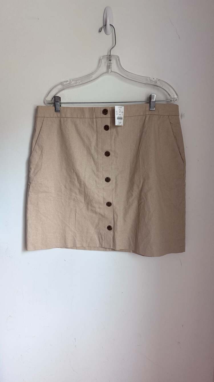J.Crew Button-Front Linen Blend Mini Skirt Size 16